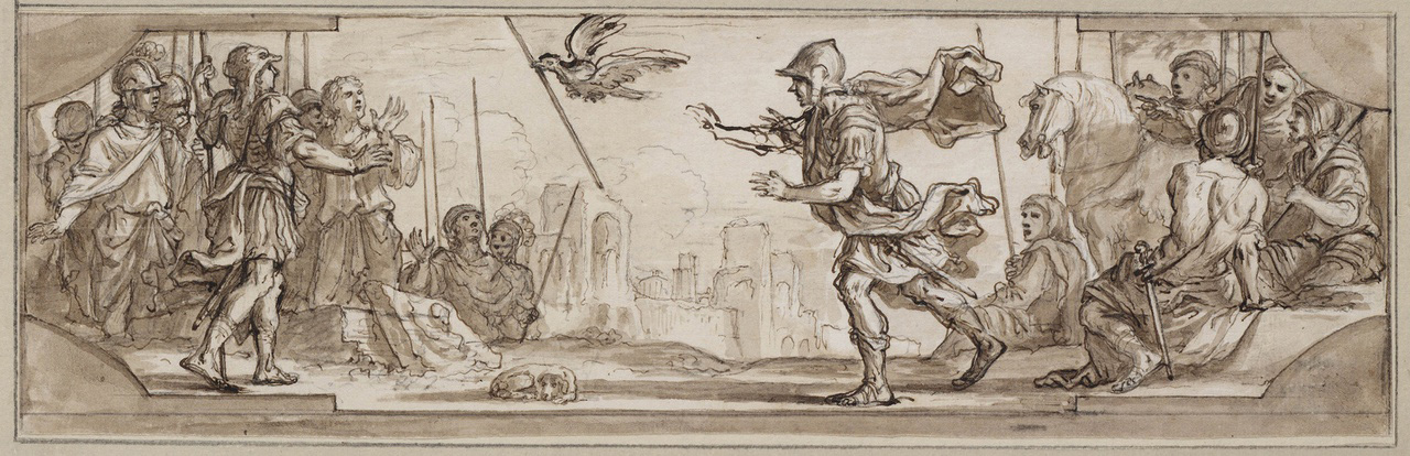 eagle steals the lance of amphireus for thebes